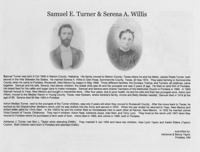 <samuel e. turner Serena A willis calendar>