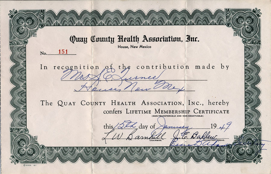 <quay county health association, inc mrs s. e. turner house, NM>