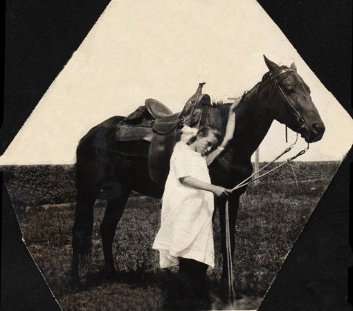 <Eddie May posed with a horse restored by terry>