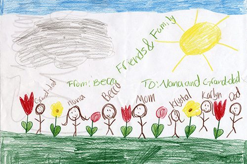 <to nana and granddad from rebecca drawing>