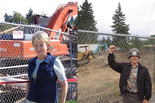 <doris and james at construction site>