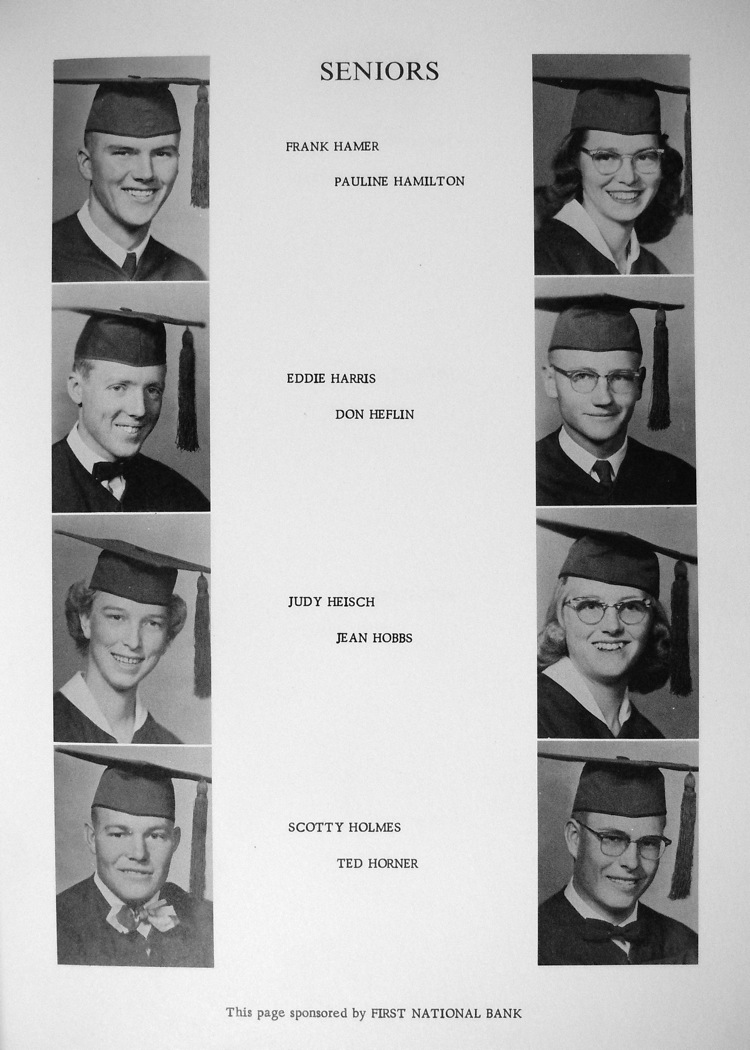 frank hamer pauline hamilton eddie harris don heflin judy heisch jean hobbs scotty holmes ted horner this page sponsored by first national bank.